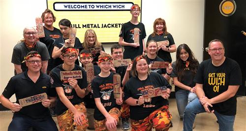 Rockwall HS Full Metal Jackets Volunteers with Which Wich to Benefit the Troops 